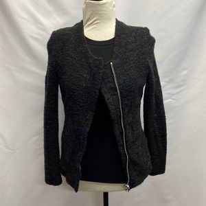 Womens Iro black collarless blazer, Marled black, FR 36, US 4